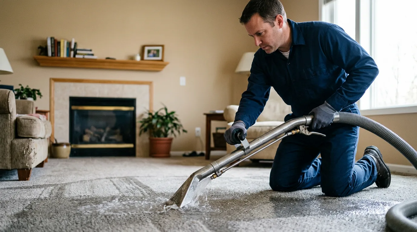 Water damage restoration technician working near Chireno, TX